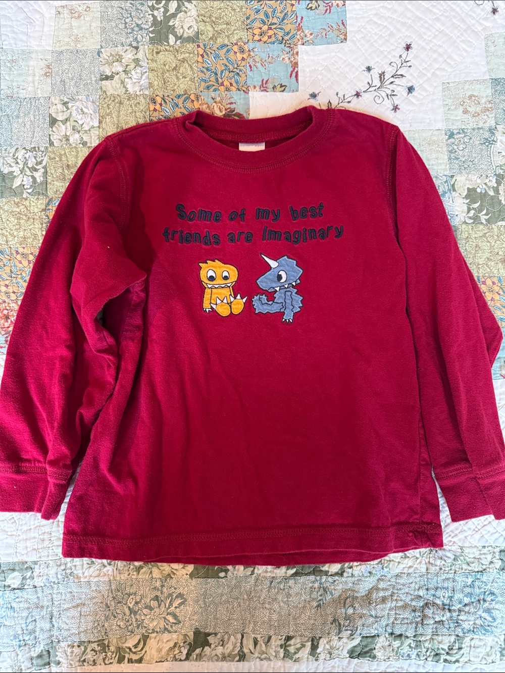 Y2K Gymboree embroidered long-Sleeve Shirt with Imaginary Friends - Red- rare